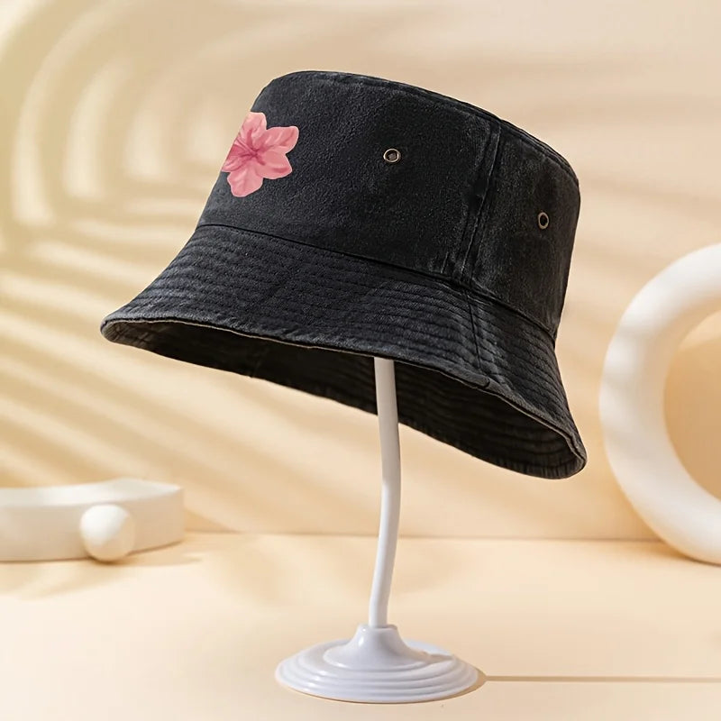 Pink Floral Print Outdoor Bucket Hat