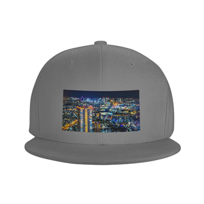 Vibrant Neon Cityscape Illuminated Skyscrapers Night Snapback Cap