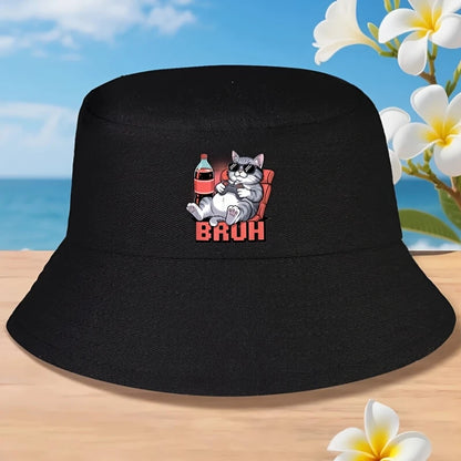 Funny Cat Gamer Bruh Bucket Hat