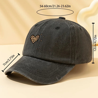 Leopard Heart Retro Baseball Cap