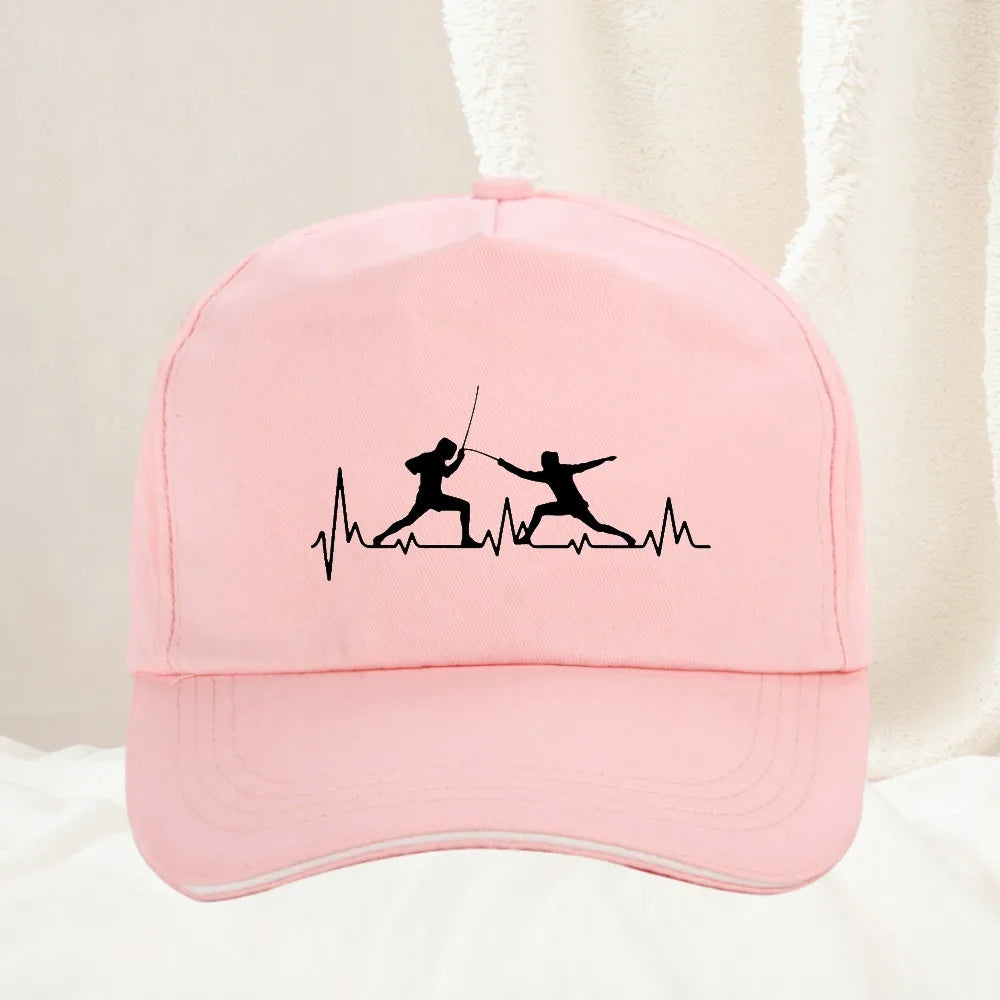 Fencing Heartbeat Sports Baseball Cap