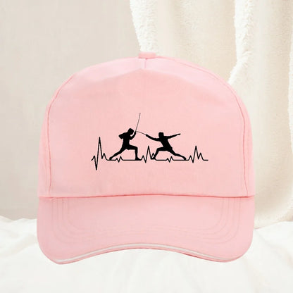 Fencing Heartbeat Sports Baseball Cap