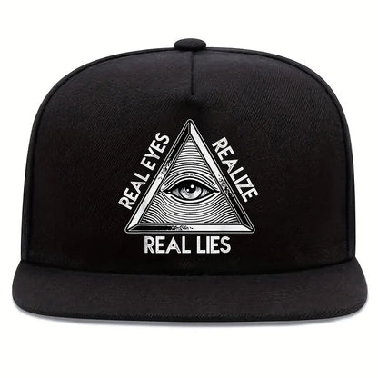 REAIZE Real Eyes Real Lies Printed Flat Brim Snapback Cap