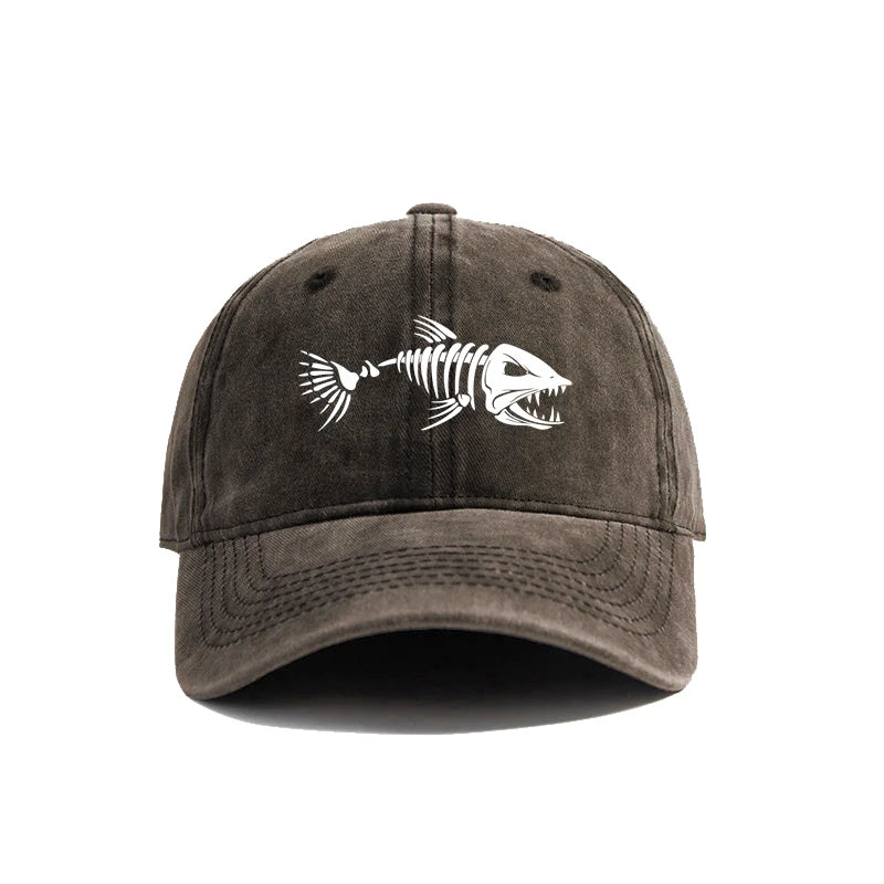 Fishbone Baseball Cap Summer Distressed Dad Hats