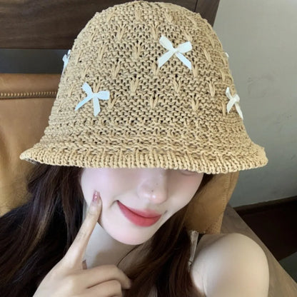 Fashion Mini Bow Beach Bucket Hat