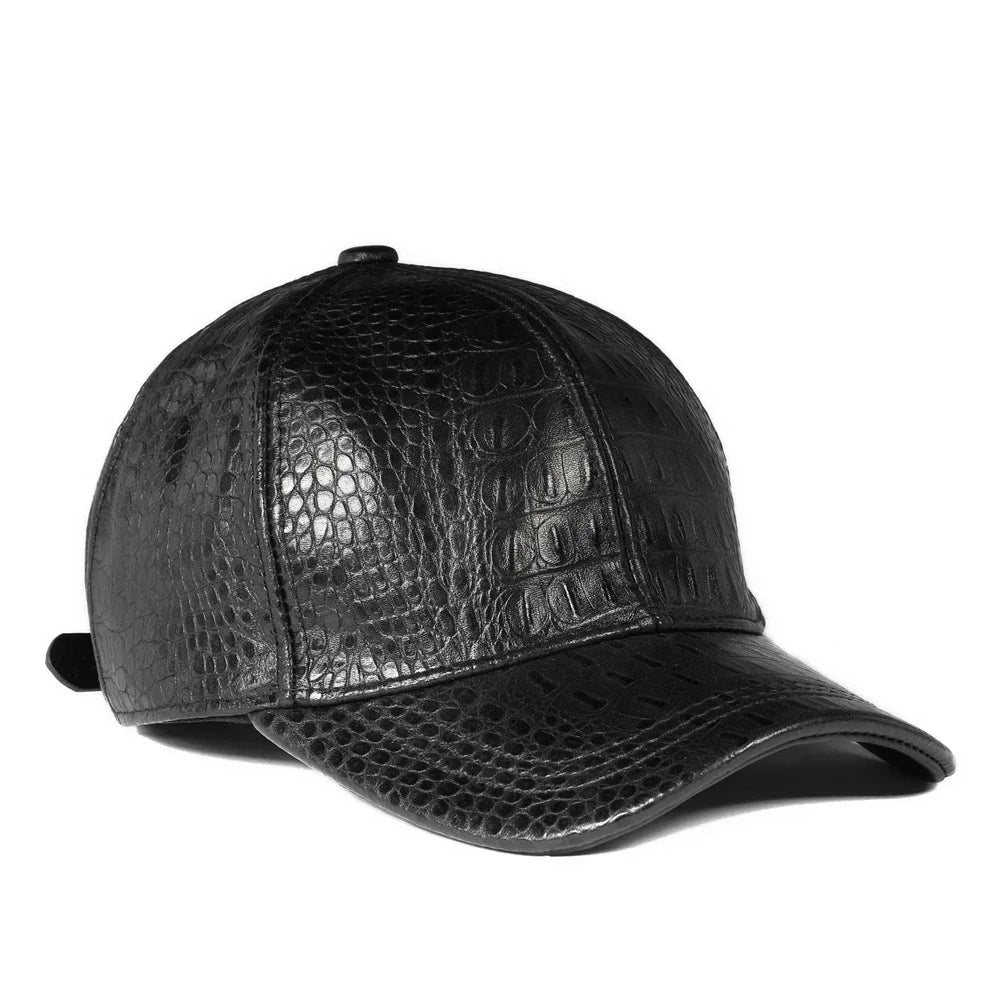 Genuine Crocodile Pattern Sheep Leather Snapback Cap