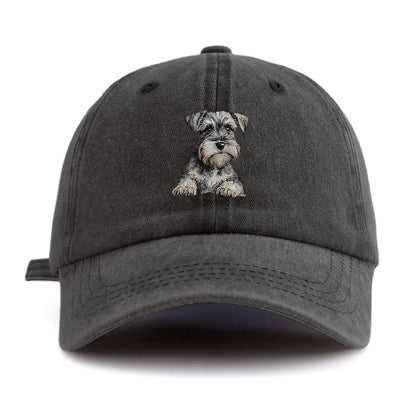 1pc Schnauzer Print Washed Baseball Cap For Adults