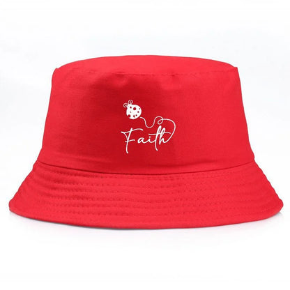 Ladybug Faith Print Vintage Cotton Bucket Hat