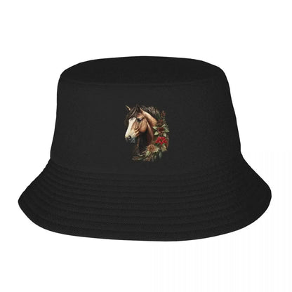 Christmas Horse Sports Print Bucket Hat Design