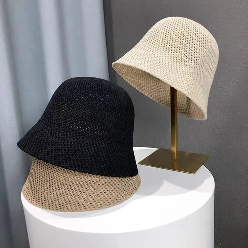 Bucket Hats Woman Summer Hollow Out Thin Sun Protection Hat