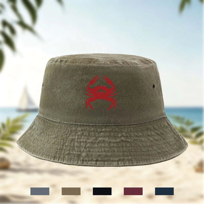 Red Crab Print Bucket Hat