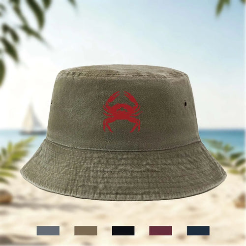 Red Crab Print Bucket Hat