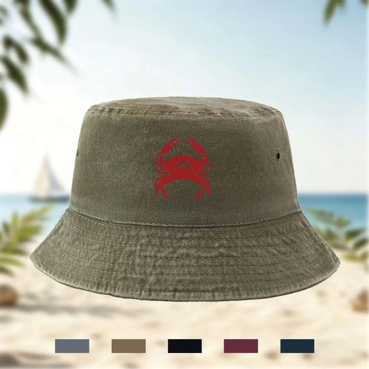 Red Crab Print Bucket Hat