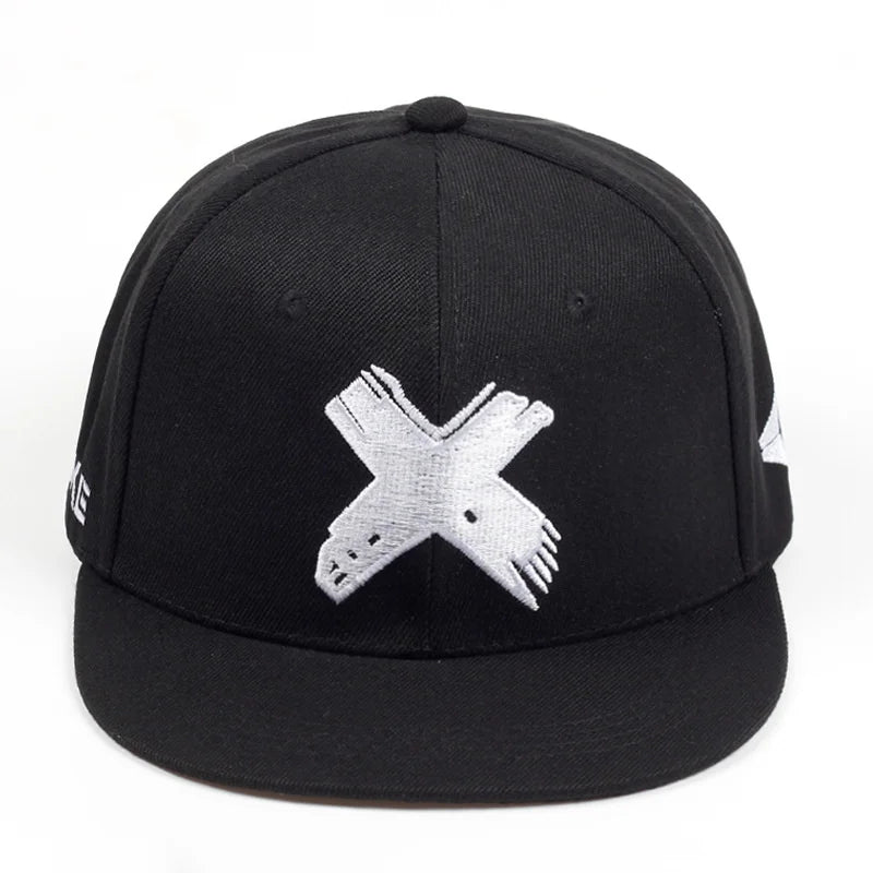 Unisex Simple X Letter Embroidered Snapback Cap