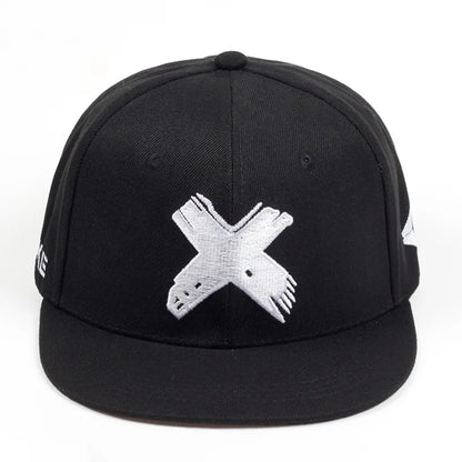 Unisex Simple X Letter Embroidered Snapback Cap