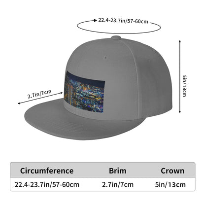 Vibrant Neon Cityscape Illuminated Skyscrapers Night Snapback Cap