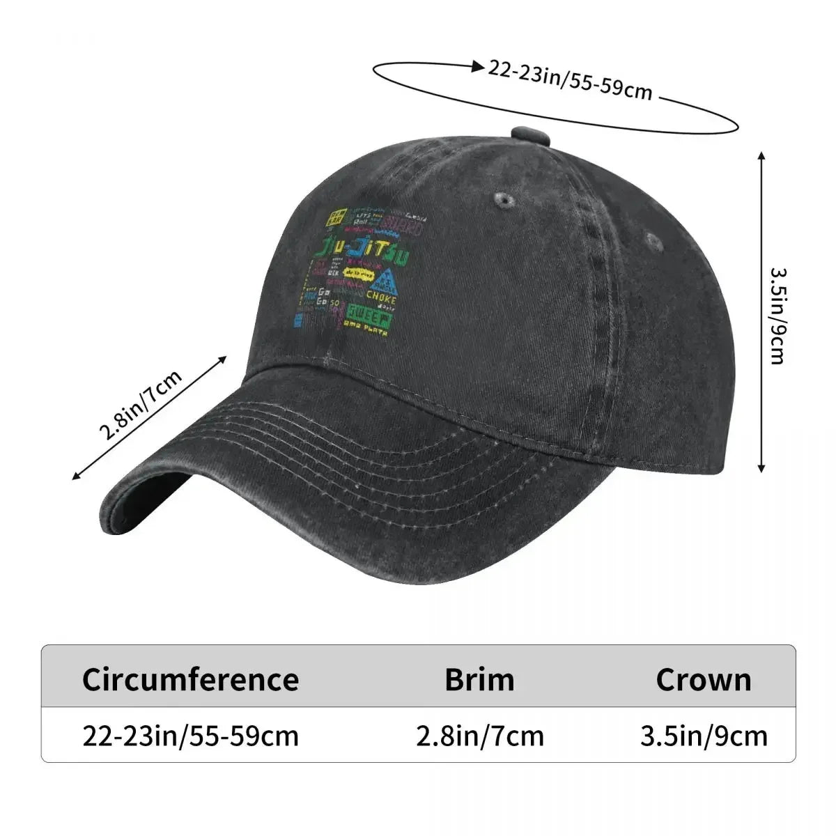 Jiu Jitsu BJJ Distressed Cotton Baseball Cap