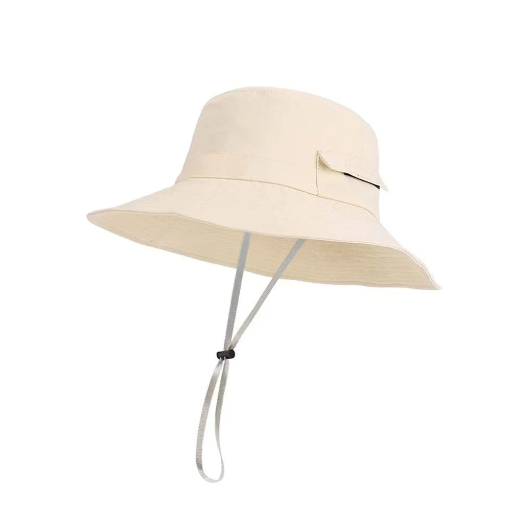 Nylon Drawstring Wide Brim Fishing Bucket Hat