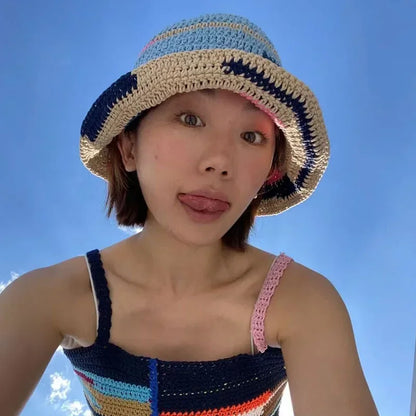 Color Splicing Knitted Bucket Hat