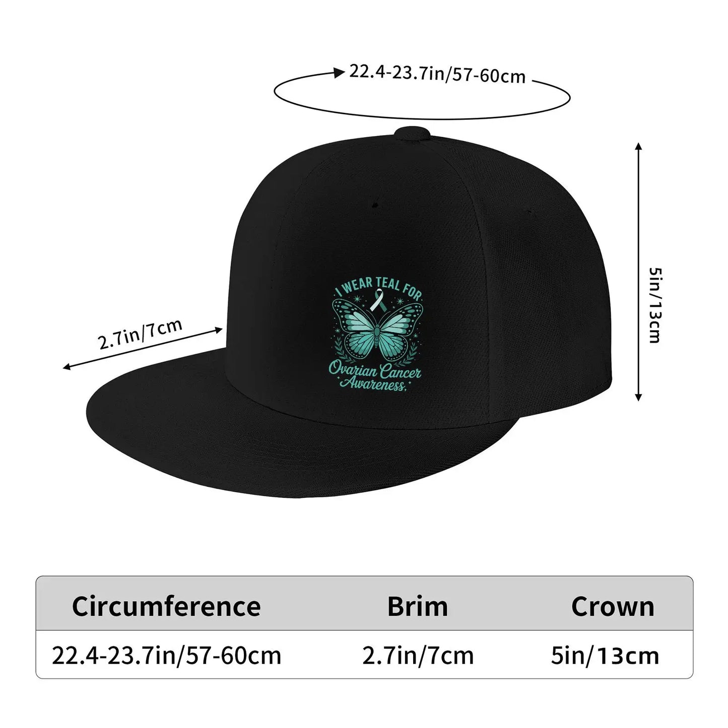 Ovarian Cancer Ribbon Snapback Cap Hat