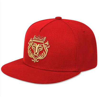 Men Women Lion Embroidered Snapback Cap