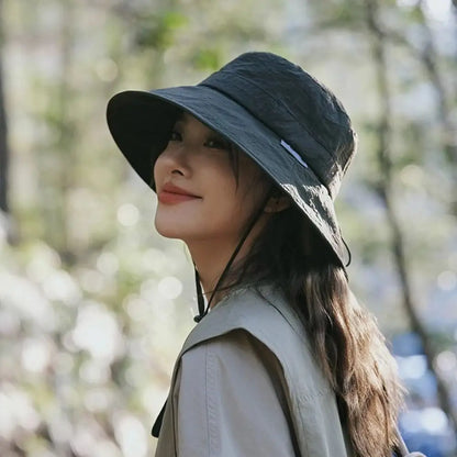Waterproof Drawstring Wide Brim UV Protection Bucket Hat