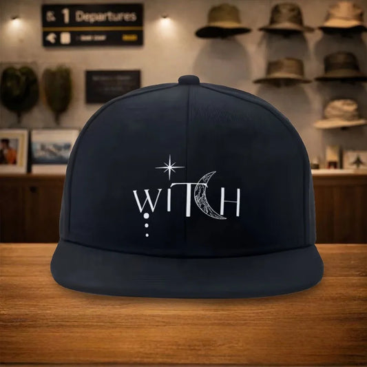 Witch Crescent Moon Graphic Snapback Cap