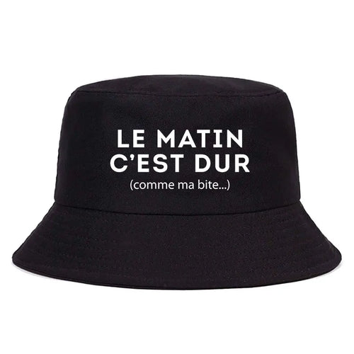 Le Matin Cest Dur Reversible Funny Bucket Hat