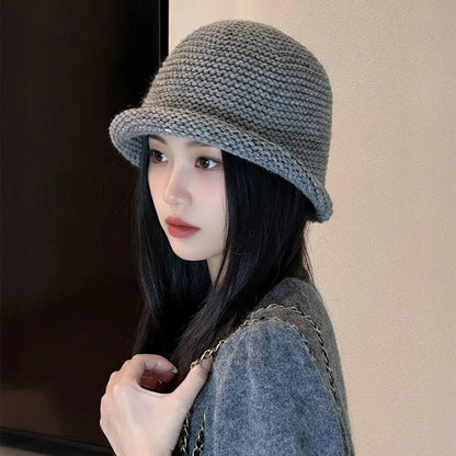 Unisex Solid Color Knitted Fisherman Bucket Hat