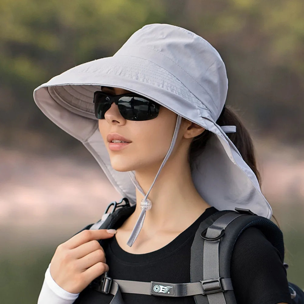 Wide Brim UV Protection Bonnet Bucket Hat