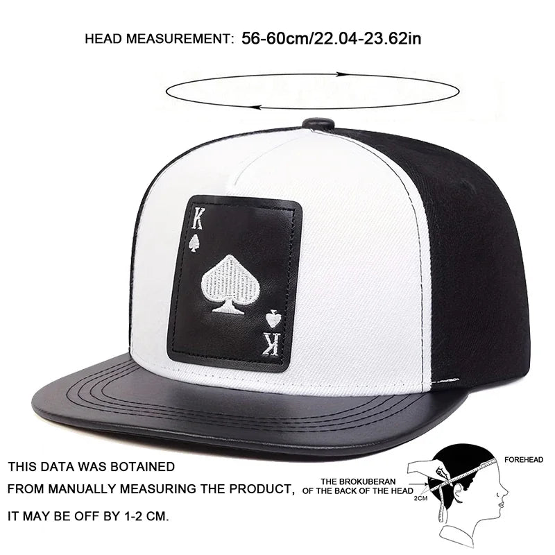 Poker Spades K Embroidered Unisex Hip-Hop Snapback Cap