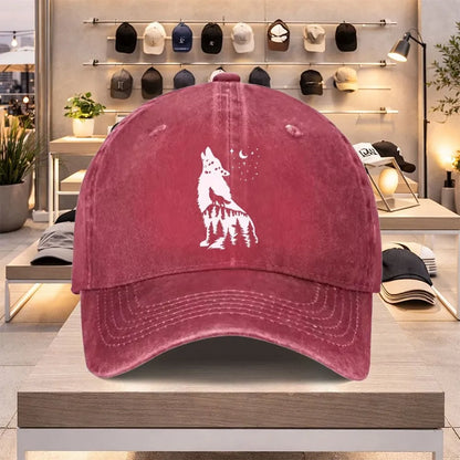Wolf Moon Forest Washed Baseball Cap