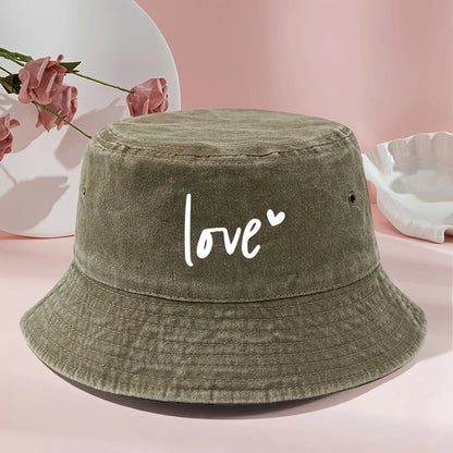 Vintage Washed Print Bucket Hat Classic Style