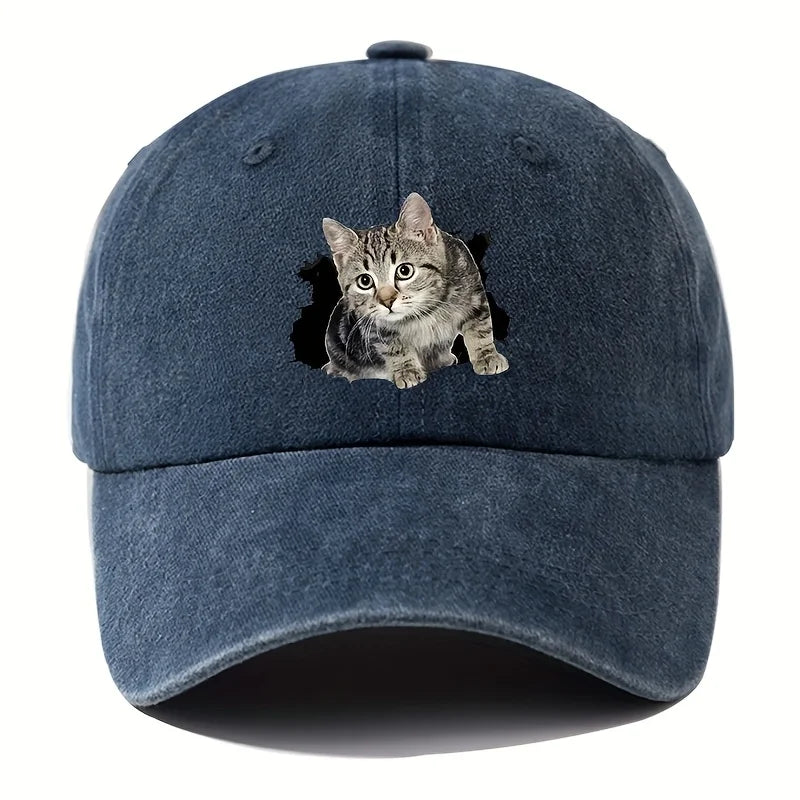 Cute Silly Cat Hiking Baseball Cap