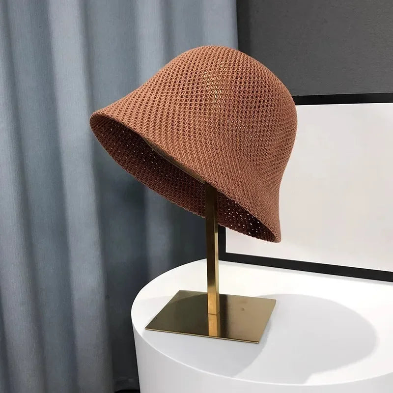 Hat Spring Summer Hollow Thin Folding Bucket Hat