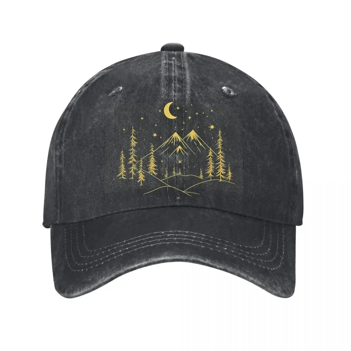 Mountain Moon Forest Washed Baseball Cap