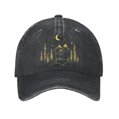 Mountain Moon Forest Washed Baseball Cap
