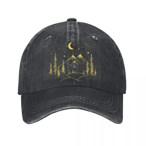 Mountain Moon Forest Washed Baseball Cap