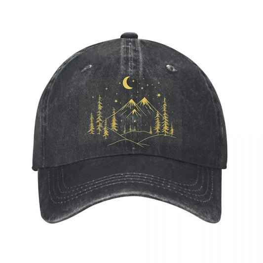 Mountain Moon Forest Washed Baseball Cap