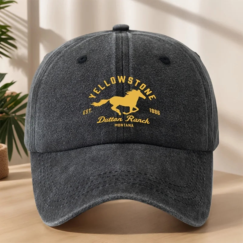 Yellowstone Horse Print Baseball Cap, Classic Retro Duckbill Cap, Comfortable Sweat Absorbing Breathable Cap, Outdoor Casual Sports