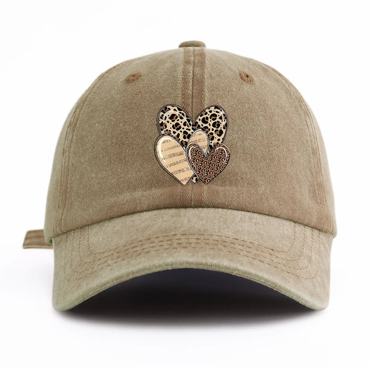 Leopard Heart Retro Dad Baseball Cap