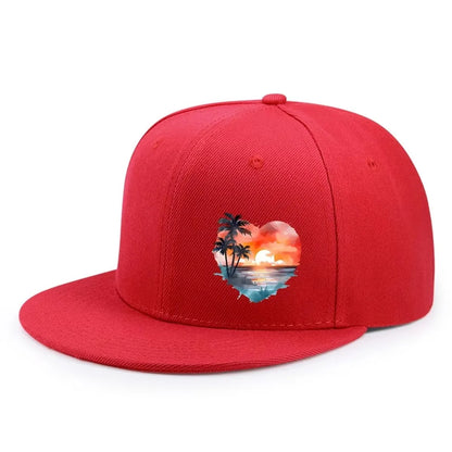 Heart Sunset Palm Tree Graphic Snapback Cap