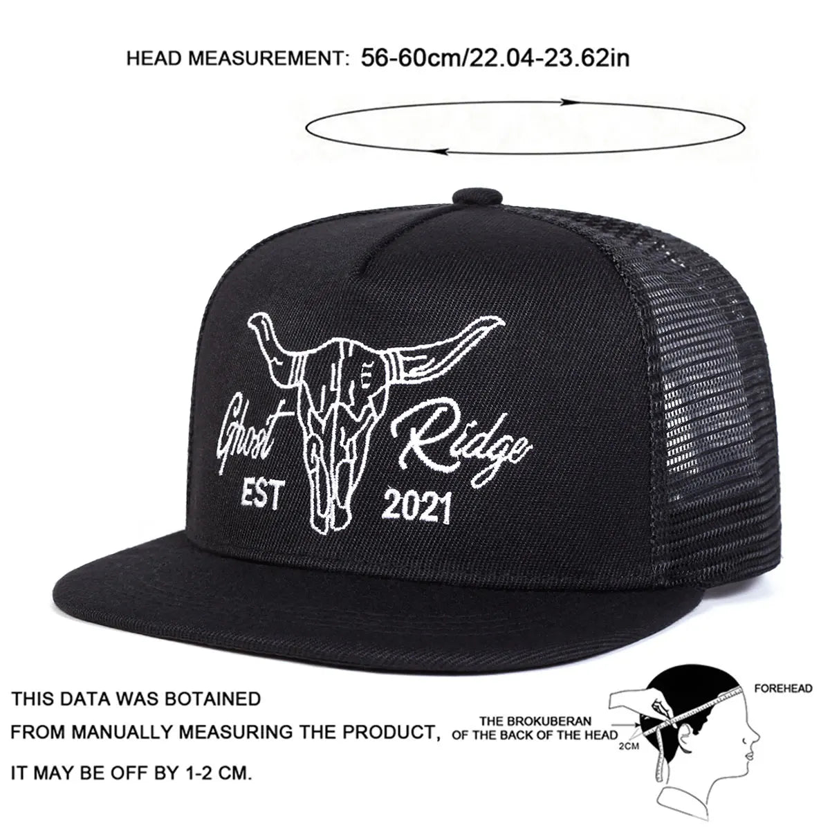 Ox Head Letter Embroidered Mesh Snapback Cap