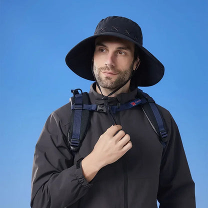 Wide Brim UV Protection Bucket Hat With Windproof Strap