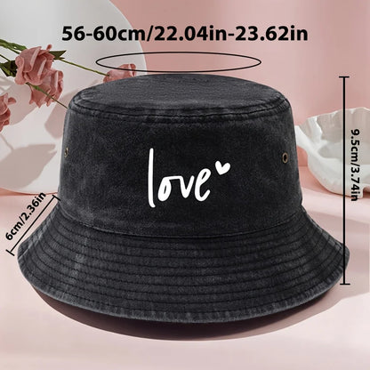 Vintage Washed Print Bucket Hat Classic Style