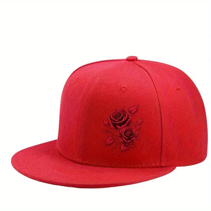 Red Rose Graphic Snapback Cap Unisex Hat