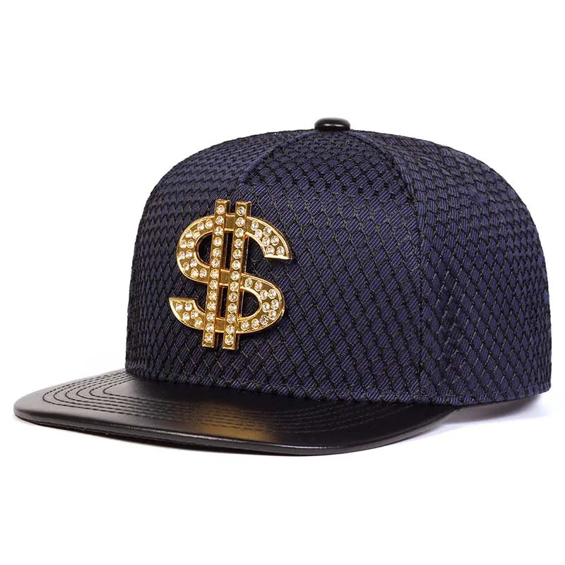 Golden USD Logo Crocodile PU Leather Snapback Cap