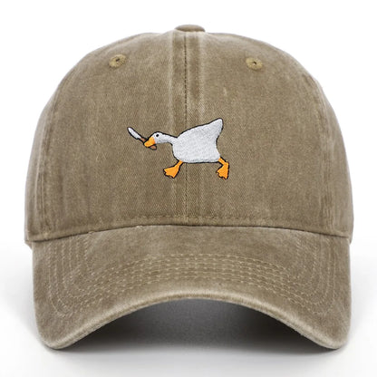 White Goose Embroidered Adjustable Snapback Baseball Cap