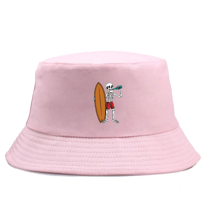 Skeleton Surfboard Reversible Beach Bucket Hat