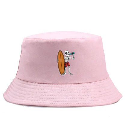 Skeleton Surfboard Reversible Beach Bucket Hat